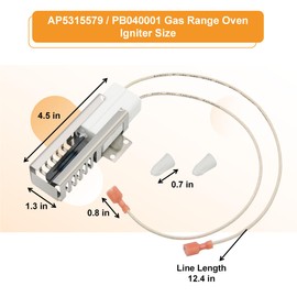 Long Term 2 Pcs PB040001/ AP5315579 Gas Range Oven Igniter Compatible with Viking Range Oven Burner Replace AP5315579 PB040001 065650-000 PB040001 792263, with 4 Ceramic Wiring Cap
