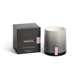 MARIL Collection Scented 8 Ounce Wax and Glass Poured Vessel Candle, Rose + Vanilla Orchard