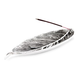 Incense Stick Holder Leaf 9 x 25 cm Long White Metal Extra Wide Holder Stick Holder Incense Sticks