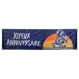 Boland 50526 – Banner Space Joyeux Anniversaire Polyester Decoration, Theme Party, Hanging Decoration