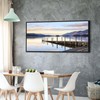 Dock Framed Canvas Wall Art - Lakeside Sunset Picture Pier