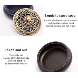 Vusddy Brass Incense Bowl with Lid - Incense Burner Vintage Handmade - Lotus Incense Burner for Frankincense, Meditation, Relaxation and Home Decoration