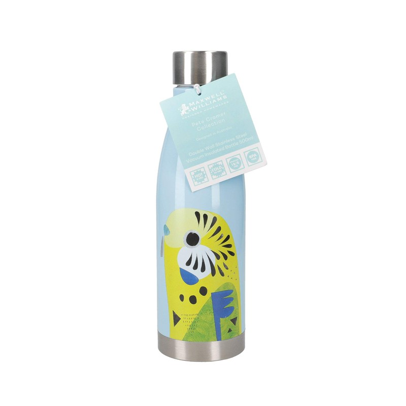 Maxwell & Williams JR0010 Pete Cromer Insulated Water Bottle, Budgerigar