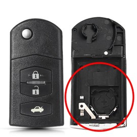 2/3 Button Remote Key Fob Shell Case Folding Flip Case for Remote Key Fob for Mazda 2 3 5 6 CX-7 / CX-9 / MX-5 with Uncut Blade Replacement (3Button)