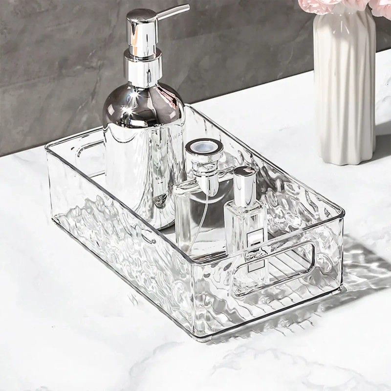 Caja De Almacenamiento Apilable Para Cosméticos De Acrílico Plateado