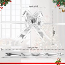 20pcs Large Organza Pull Bows Satin Ribbon for Gift Wrapping Silver Bows Ribbon Gift Bows for Christmas WeddingCars Gift Wrapping