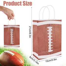 PEUTIER 24pcs Football Gift Bags, 8.3x5.9 inch Paper Soccer Candy Bags Football Goodie Rugby Treat Snack Bags for Super Bowl Themed Party Kids Sports Birthday Party Favors Supplies Decorations