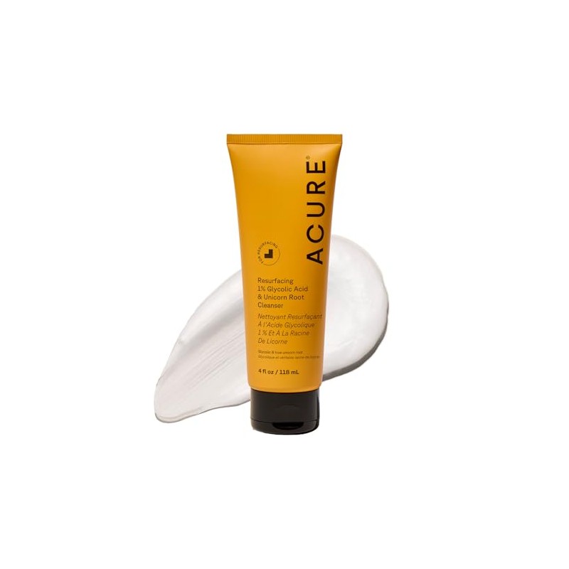 Acure. Resurfacing Glycolic + Unicorn Root Cleanser, limpiador exfoliante. 118