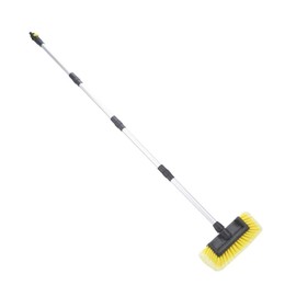 Flow-Thru Heavy Duty Car Wash Brush Head 12" with Soft Bristle Tri-Level Dip Auto Wash Brush with Long Handle 63 Inches Car Exterior Washing Yellow