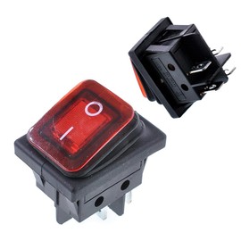 Ganasome 2Pcs Waterproof Boat Type Rocker Switch KCD4 DPST 6A 250V 4 Pin 2 Position ON-Off Mini Rocker Switch - Red