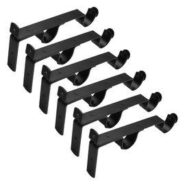 uxcell Curtain Rod Brackets, 6Pcs - Curtain Rods Double Holder, Double Rod Curtain Support Brackets Fit for 1-1.1 Inch Drape Poles for Wall Hanger (Black)