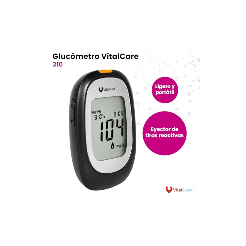 Vital Care Glucómetro 310 Kit Completo | 50 Tiras +