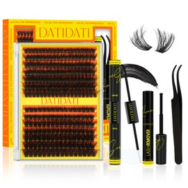 DatiDati Lash Clusters Kit, 3D Volume Lash Clusters, DIY Lash Extension Kit with Lash Bond and Seal Remover Lash Tweezers Eyelash Extension Kit (80D+100D,10-18mix)