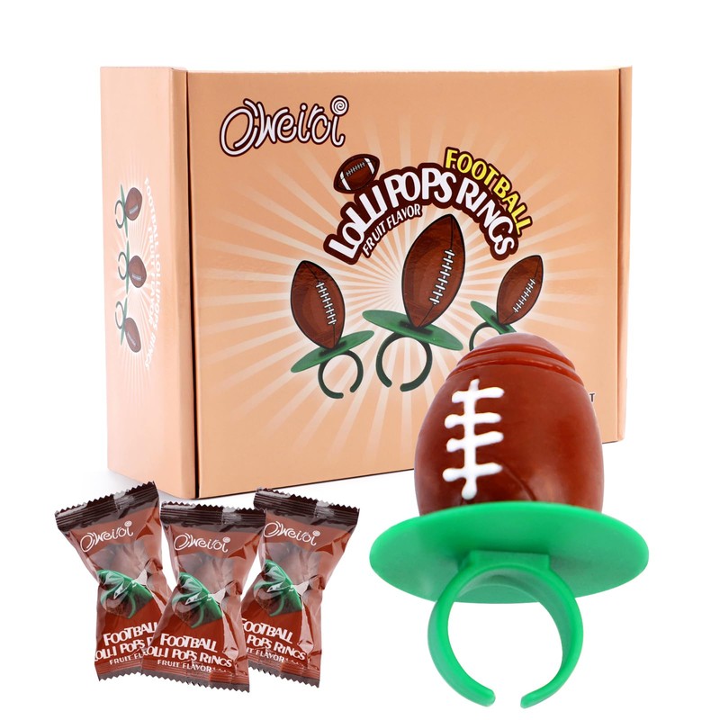 Football Ring Lollipops Kids,Suckers Individually Wrapped Bulk for Tailgates,Easter Candy