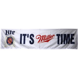MILLER LITE beer flag it's miller time 2x8ft banner man cave