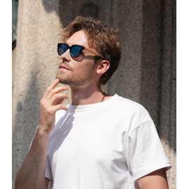 MIAROZ Holz Sonnenbrillen Polarisierte Sonnenbrille,Herren Damen Sonnenbrille,TAC Polarisiert Ebenholz Sonnenbrille (blau)