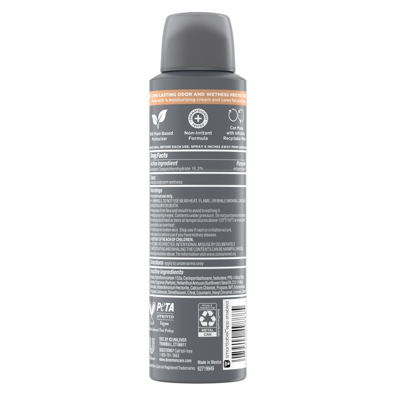 Dove Men+Care Dry Spray Antiperspirant Cedarwood + Tonka 4 Count