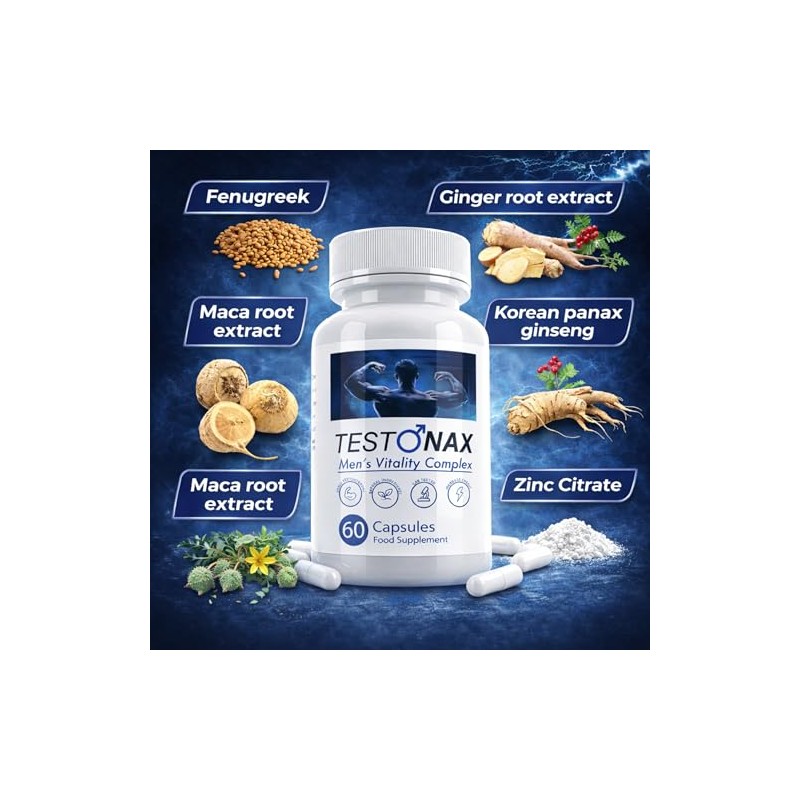 TestoNax Men’s Vitality Complex – 60 Capsules | Zinc &