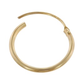 trendor 15171 Women's Creole Earrings 585/14 Carat Gold Hoop Earrings Width 1.3 mm Diameter 15 mm, Yellow Gold