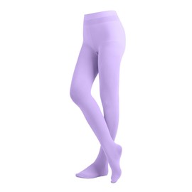 EMEM Apparel Women's Ladies Solid Colored Opaque Dance Ballet Costume Microfiber Footed Tights Stockings Fashion Lavender C