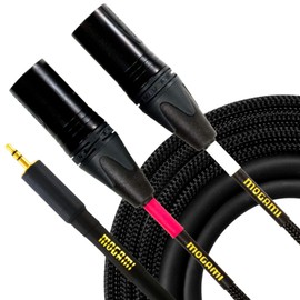 Mogami GOLD 3.5-2XLRM-20 Stereo Audio Y-Adapter Cable, 3.5mm TRS Plug to Dual XLR-Male Plugs, Gold Contacts, Straight Connectors, 20 Foot