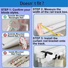 Laztzq Outside Mounted Blinds Curtain Rod Bracket Attachment, 1.3 - 2 inches Wide Tr...