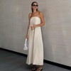 LXYZXZ Aesthetic Dress Strapless Linen Maxi Dress Linen A-Line Strapless