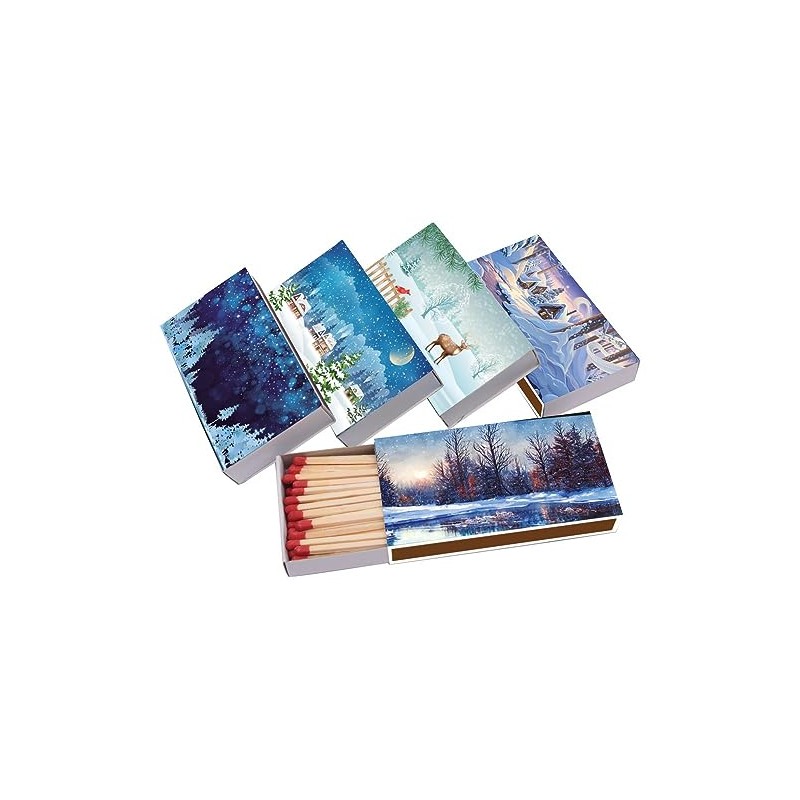 jameitop® Winter Wonderland XL Matchboxes, 10 cm with Snow Design