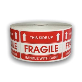 2 Rolls 2x3 Fragile/This Side UP Handle with Care Shipping Mailing Stickers with 1000 Labels per roll