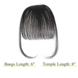 Fringe Hair Pieces Hair Toppers Clip In Hair Extensions Clip On Bangs Human Hair for Women Natural Curved Hair Extensions for Daily Wear (Black)