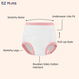 EZ Moms 4 Packs Training Pants High Waist Cotton Training Underwear Toddler Reusable Potty Training Underwear For Girls 2T Training Underwear 2t-3t Toddler Underwear Girls 2t Toddler Girls Underwear