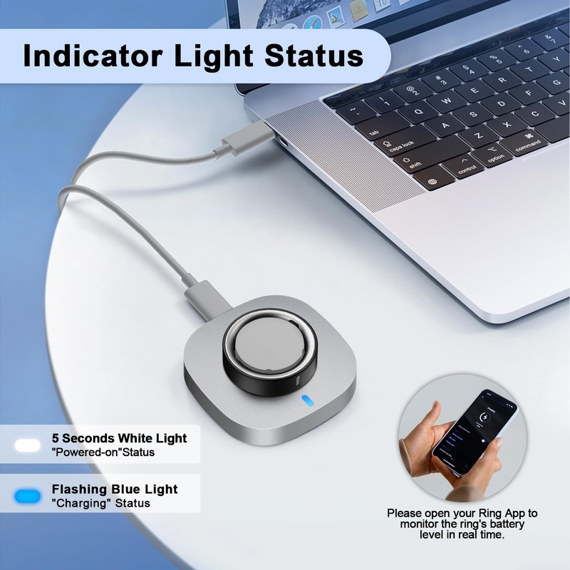 ZOOROO Charger Compatible with Aura-Ring 4 Size 7, Fast Charging