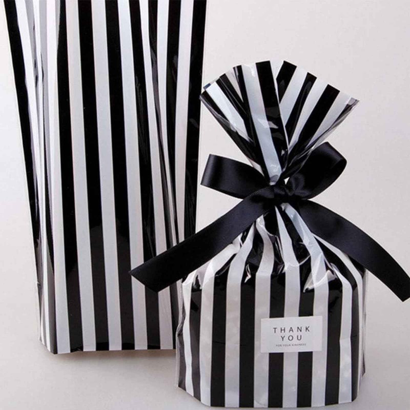 We Moment Black Stripe Clear Cello Bags Candy plastic favor