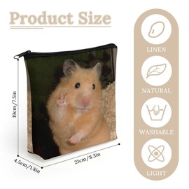 GlamLuxe Hamster Peace Sign Funny Cosmetic Bag Makeup Bag Gifts for Women Girls Daughter Sister Bestie Graduation Birthday Christmas Nurse Mothers Day Travel Zipper Pouch