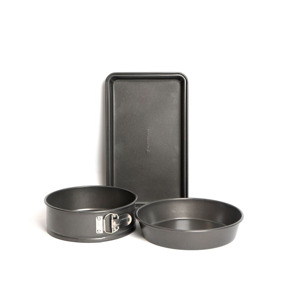 MasterClass 3-Piece Bakeware Set in Steel - Grey Non-Stick Baking