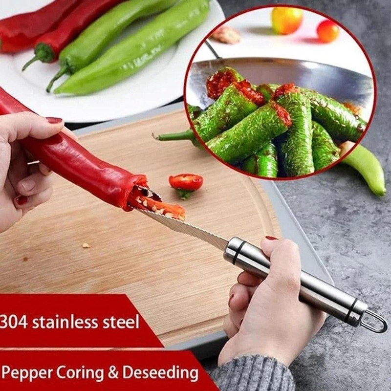 Pack of 2 Stainless Steel Pepper Seeds Corer Remover Jalapeno