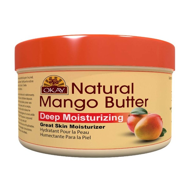 OKAY | 100% Natural Mango Butter | For All Hair Textures & Skin Types | Restores Elasticity & Replenishes Moisture | Deep Conditioning & Hydration | With Shea Butter | 7 Oz