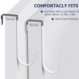 Damita Over The Door Hooks 4 Packs, Over The Door Towel Hanger for Coat, Overdoor Hangers Back of Door Hook, Sturdy Stainless Steel Hooks with Anti-Scratch Rubber Surface for Hanging Coats White