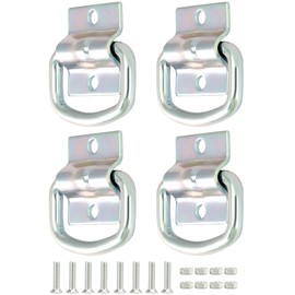 QWORK® 4 Pack Heavy Duty D-Rings Tie Down Anchors, Galvanized Steel Cargo Lashing Ring with Mounting Bracket and Screws for Trailers, Trucks, Boats, Kayak Securement