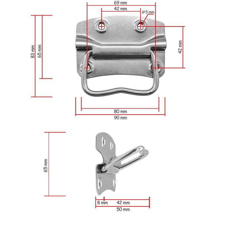 Fuxxer® 4x Solid Folding Metal Handles Crates Racks Stainless Steel