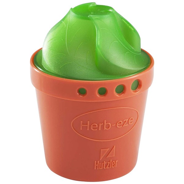 Hutzler Herb-Eze Stripper and Freezer Storage Container, Green/Orange