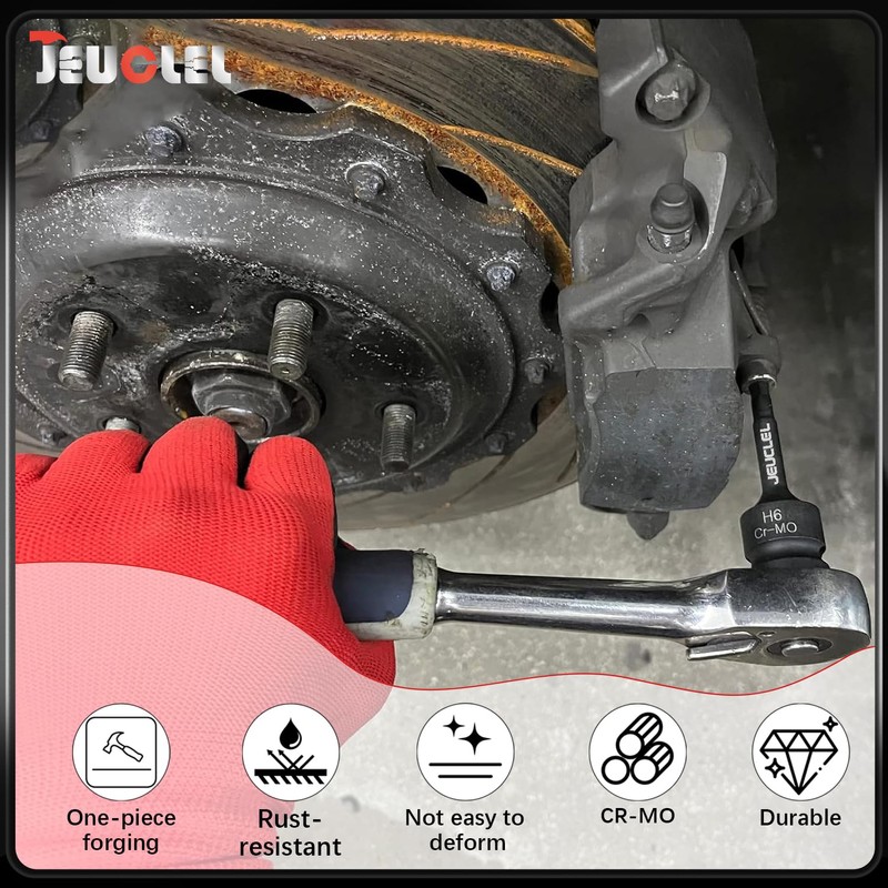 JEUCLEL 8PCS Hex Impact Bit Socket Set, 1/2-Inch Impact Drive