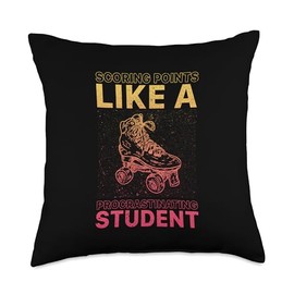 Roller Derby Pads Roller Skates for Adults Skating Girl Roller Derby Player Throw Pillow, 18x18, Multicolor
