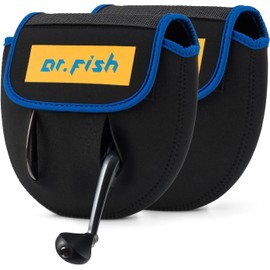 Dr.Fish Spinning Fishing Reel Cover, Fits 1000-6000+, Neoprene Bag with Handle Slot, Spinning Reel Storage Case Pouch Accessories (M(2 Pack, Fits 800-1000))