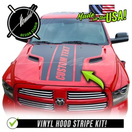 BENINI DESIGN STUDIO Hood Blackout Rebel Racing Stripe Vinyl Graphics Kit Decal Sticker Compatible with Dodge Ram 1500 2500 Rebel 2009-2018 (Matte Black)