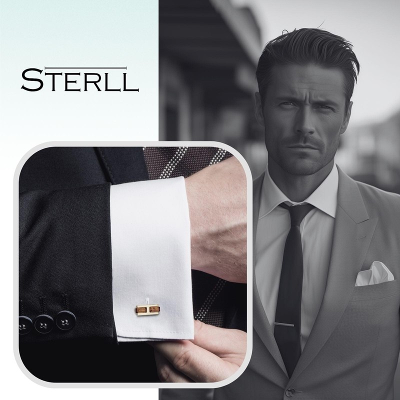 Mens Gold Plated Silver Amber Cufflinks In Gift Box, Silver