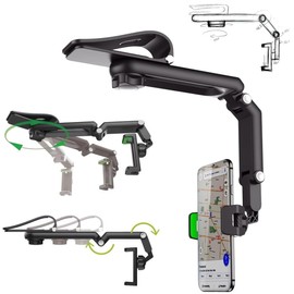 2024 Rotatable and Retractable Car Phone Holder, Multifunction 1080° Rotation Sun Visor Car Phone Holder, Universal Cell Phone Car Holder Mount, Car Visor Phone Clip for All Phones (Version1 - Green)