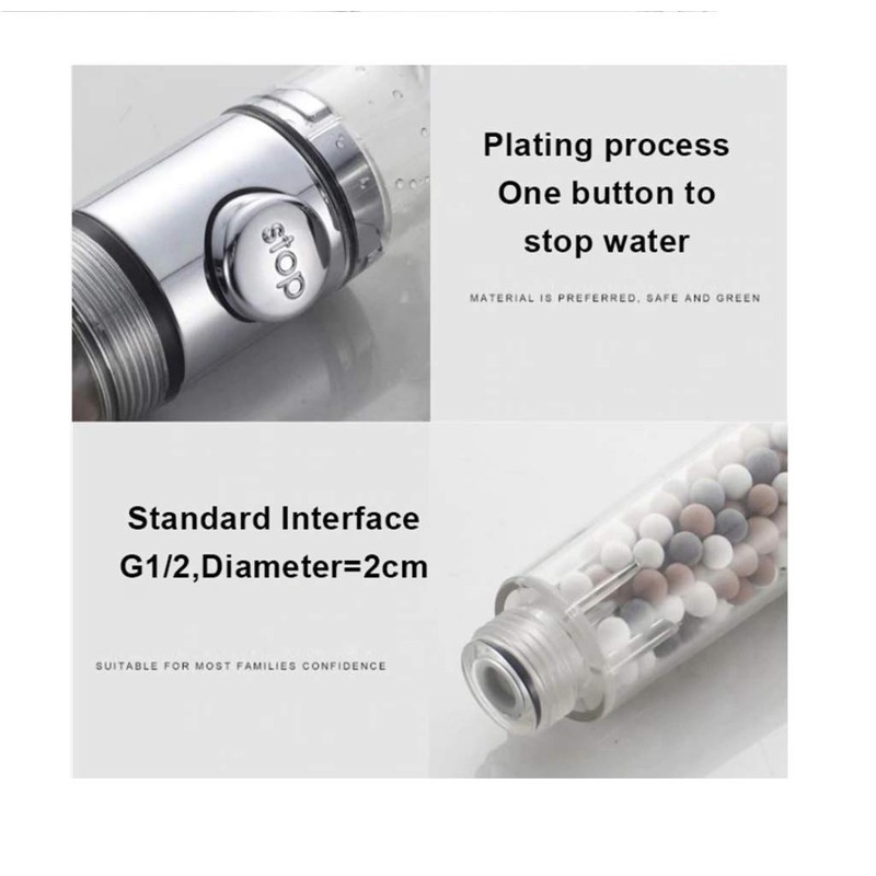 Shower Head Ionic with Button on Off 3 Function Filter