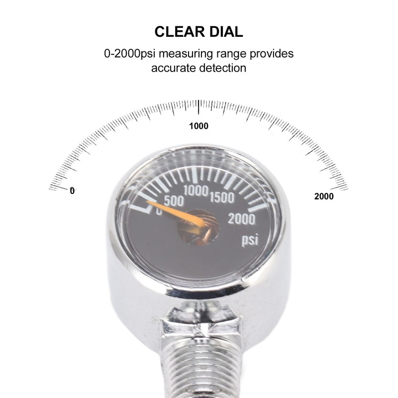 2000psi Pressure Gauge 1/8NPT Mount CO2 Cylinder Filling Pressure Meter