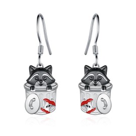 SVODEA Raccoon Earrings 925 Sterling Silver Raccoon Gifts Cute Animal Jewelry Gifts for Women
